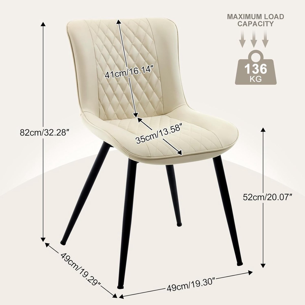 Eetkamerstoelen Set van 2 – Beige – 2x49x82 cm – Industrohome