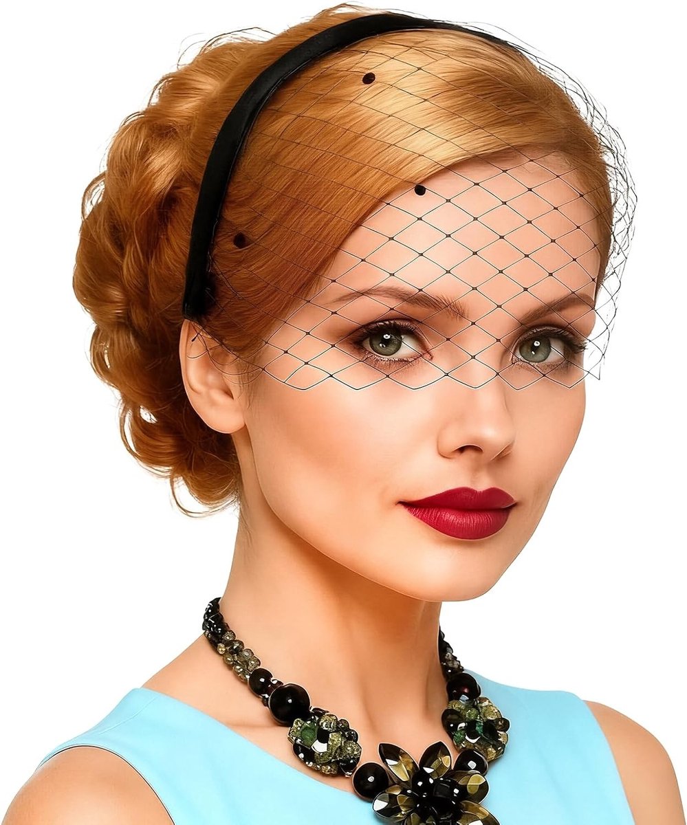 Zwarte Hoed met Veren en Haarspeld voor Bruidsveil en Theeparty Accessoires