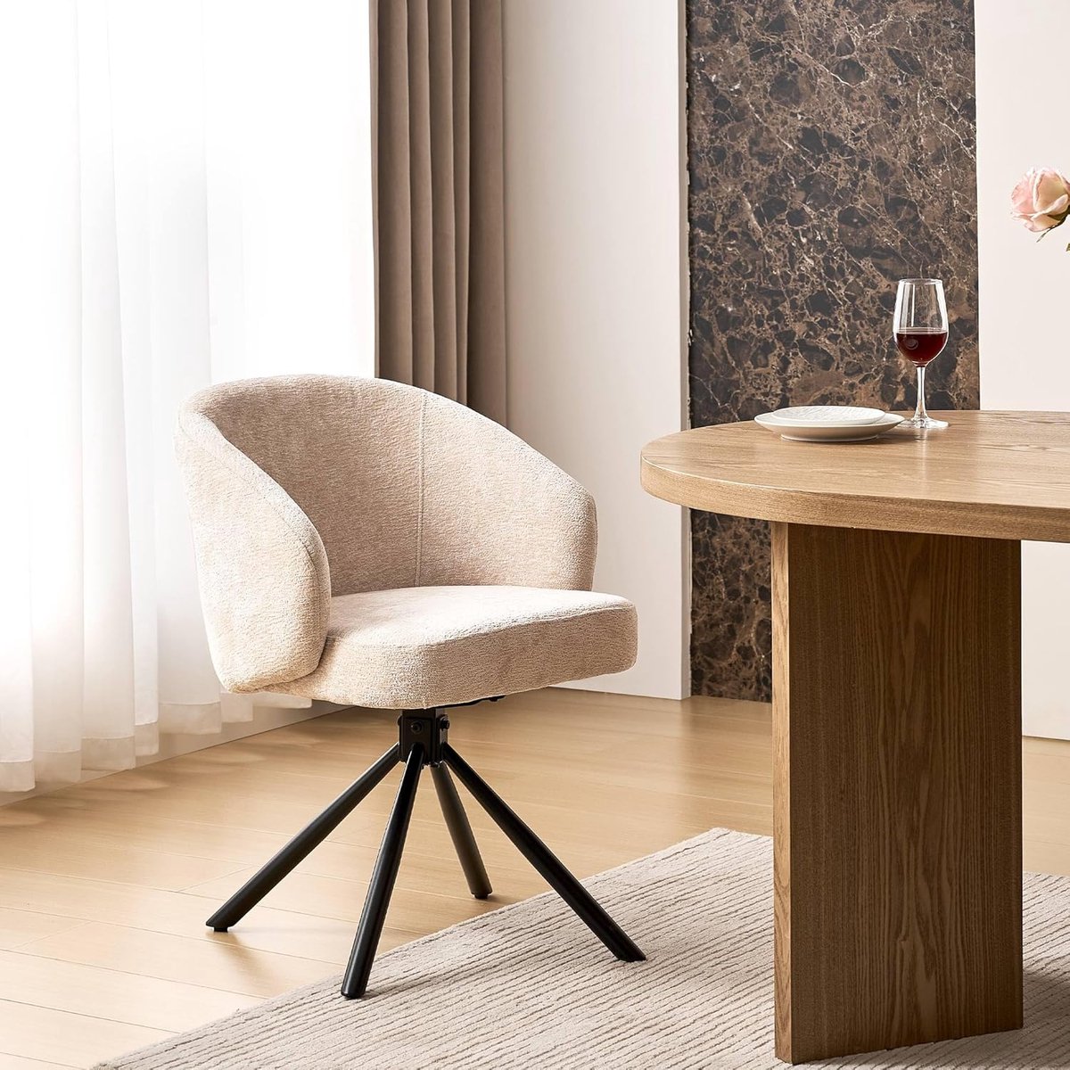 Eetkamerstoelen Set van 4 – Chenille – Met Armleuningen – Ergonomisch – 47x57x80 cm – Industrohome