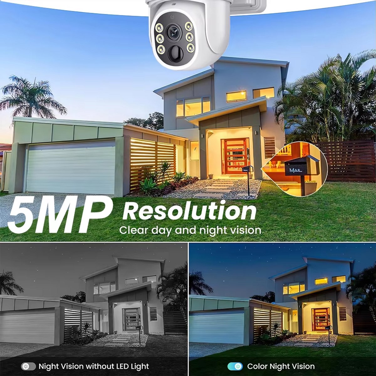5MP Wifi Solar Beveiligingscamera Buiten – Draadloos met Zonnepaneel – 360° PTZ – Kleur Nachtzicht – Bewegingsdetectie – IP65 Waterdicht – Tuya Smart – Batterij Camera Outdoor – foto 4
