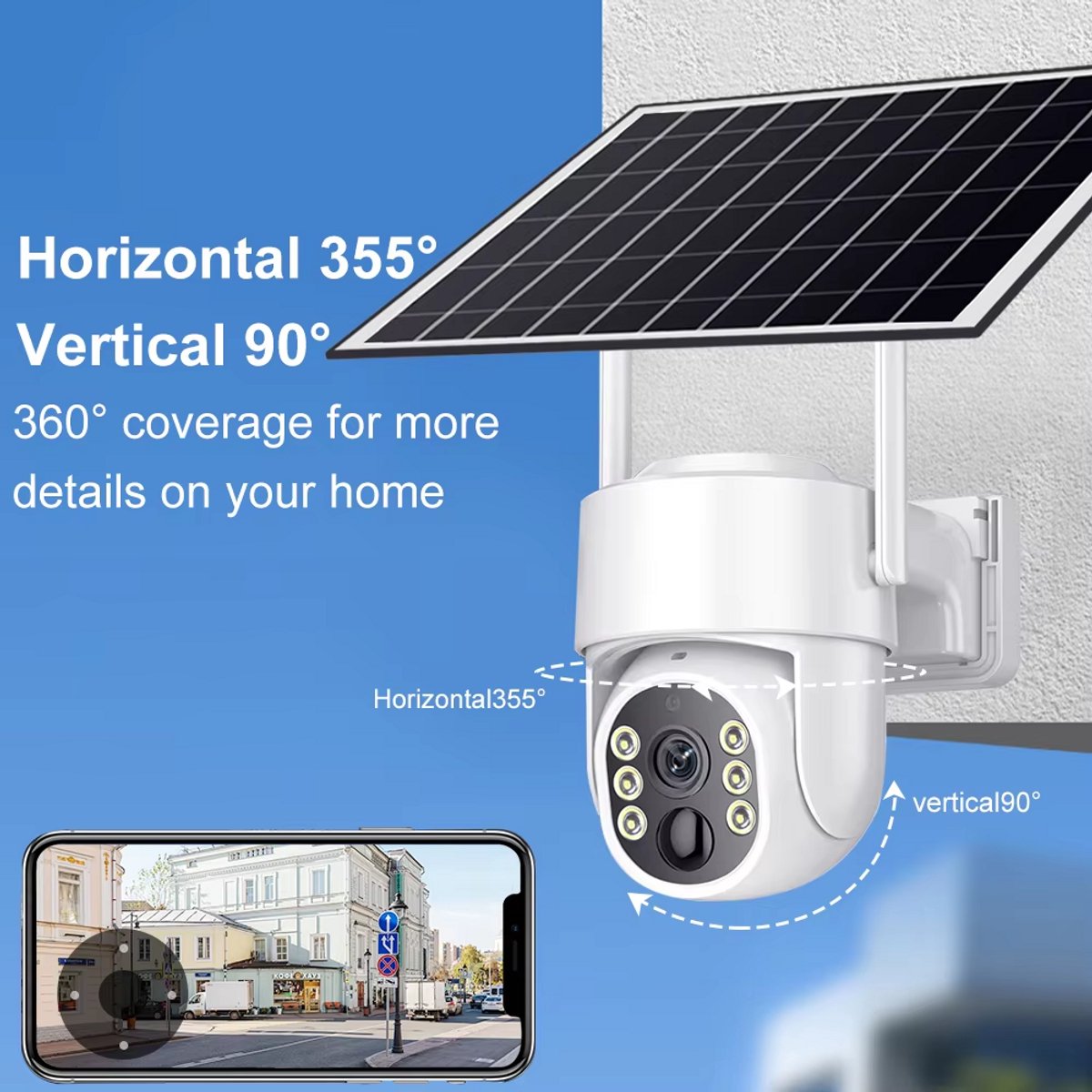 5MP Wifi Solar Beveiligingscamera Buiten – Draadloos met Zonnepaneel – 360° PTZ – Kleur Nachtzicht – Bewegingsdetectie – IP65 Waterdicht – Tuya Smart – Batterij Camera Outdoor – foto 7