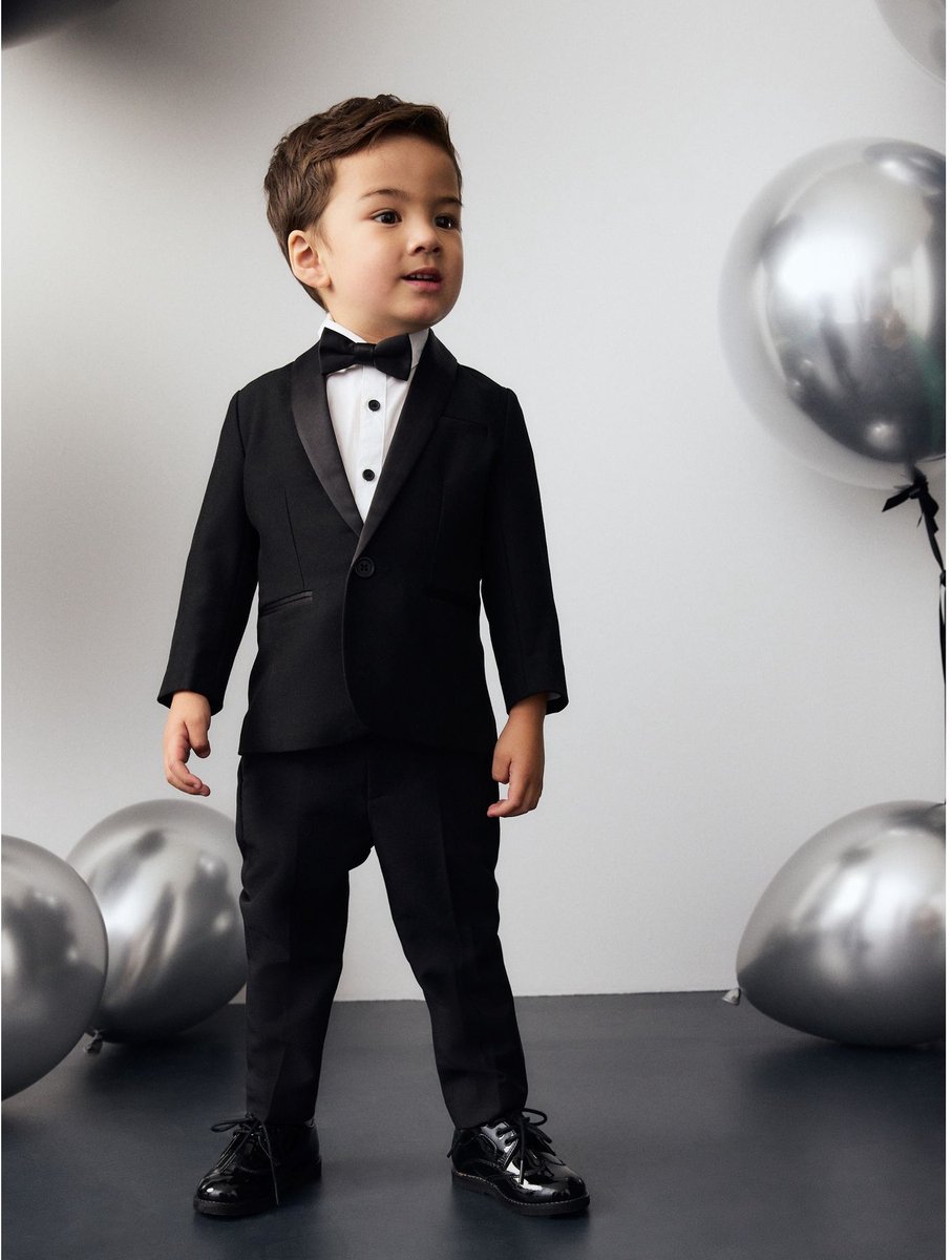 Next - Jongens - Set met blazer, overhemd, broek en vlinderdas. Set met blazer, overhemd en broek. - Zwart