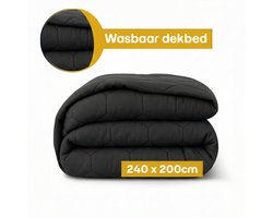 Dekbed-Discounter - EazySleep Dekbed Zonder Overtrek 240 x 200 cm - Inclusief 2 kussenslopen - Wasbaar op 40 graden - Wasbaar dekbed - Antraciet