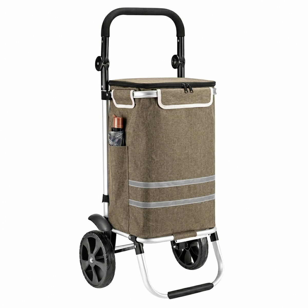 Opvouwbare Boodschappentrolley 40L – Afneembare Tas – Stevig & Waterafstotend – Draagkracht tot 30 kg – Olijfgroen