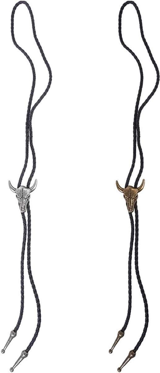 Faux Leather Bolo Tie met Cow Skull en Texas Ranger Ster voor Mannen - Rodeo Accessoire voor Stijlvolle Outfits