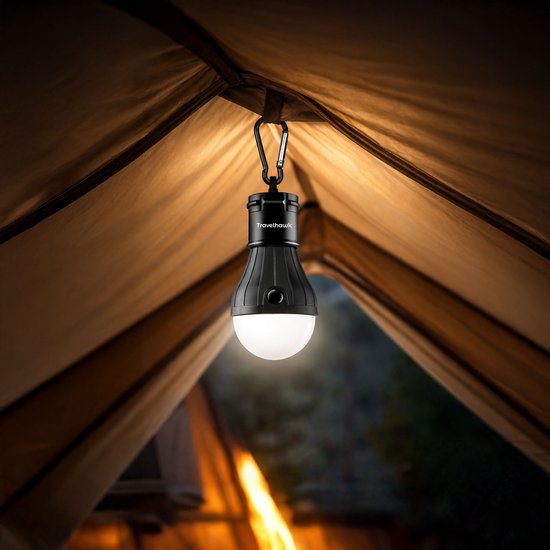 Travelhawk Camping lamp - 4 Stuks - Kampeerlamp - Tentlamp - Noodverlichting - Op Batterijen - Zwart — afbeelding 5