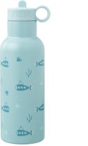 Fresk Thermosfles 500 ml - RVS Waterfles - Lekvrije Drinkfles voor Kinderen - Koude en Warme Dranken - BPA-vrij - Onbreekbaar - 2 Doppen - Thermosbeker - Drinkbeker Jongens - Blauw - Submarine