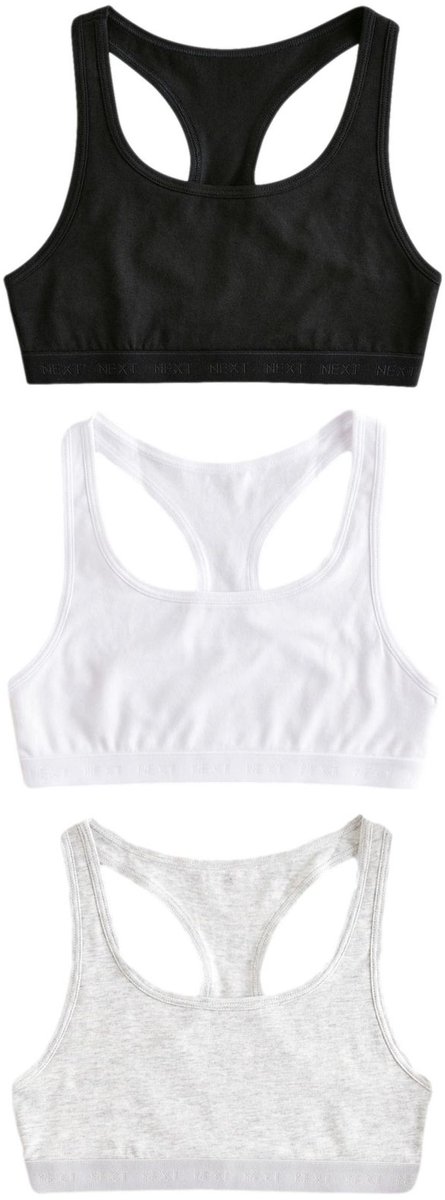 Next - Meisjes - Set van 3 korte tops met racerback - Wit