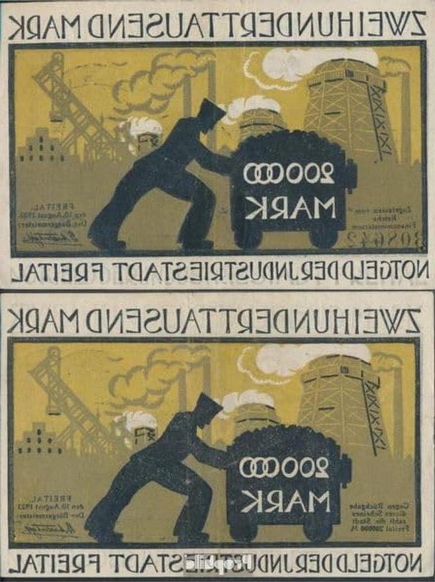 Bankbiljet Freital 200.000 Mark - Verzamelbiljet Inflatiegeld - Verzamelen van Papiergeld - Catalogusnummer Inflatiegeld - 1922 - Niet gespecificeerd