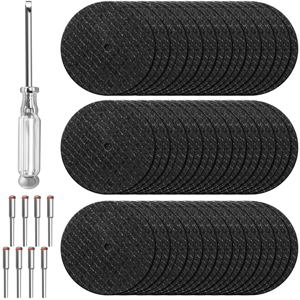 Rotary Tool Snijwielen Set van 60 Stuks voor Metaal, Hout, Steen en Glas met Mandrels en Schroevendraaier