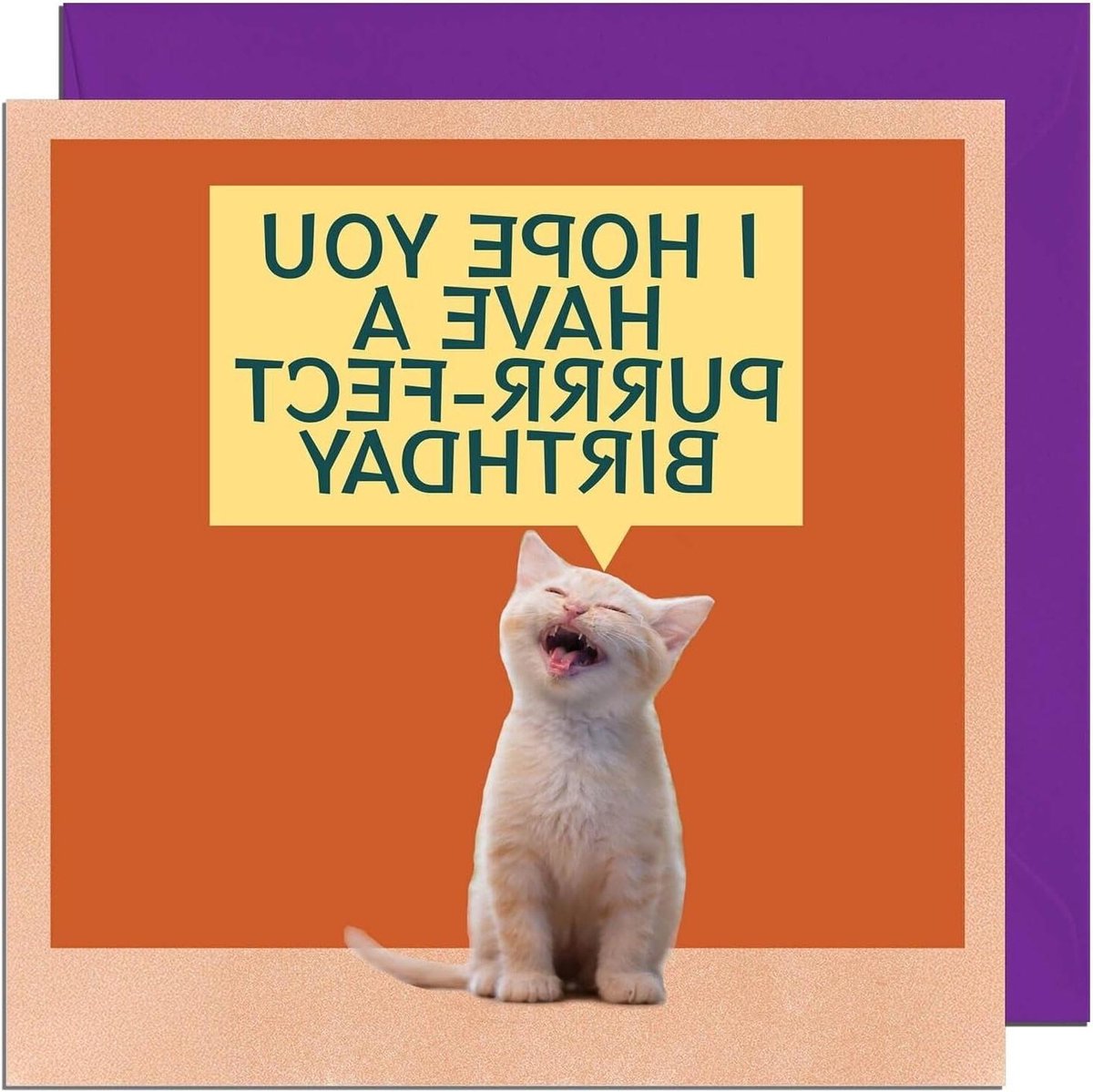 Verjaardagskaart Kat - Grappige Wenskaart - Iemand Feliciteren - Gedurfd Ontwerp - 145 x 145mm - Wit