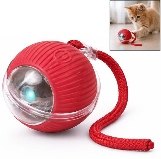 Benza Interactief Kattenspeelgoed – Zelfrollende Kattenbal Groen – 3 Modi – USB Oplaadbaar – Voor Katten & Kleine Honden - Rood