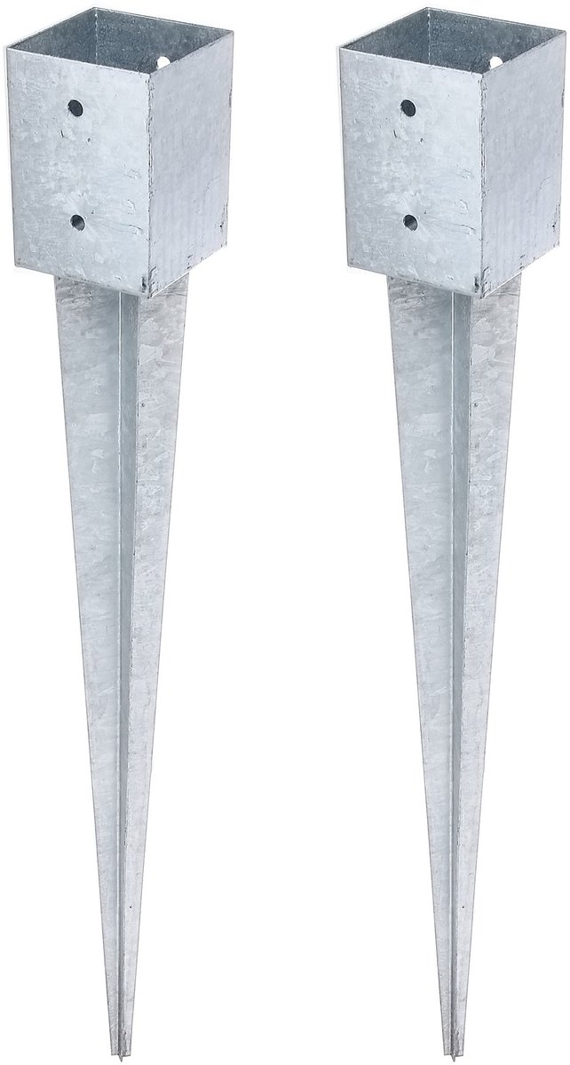 Alberts 211837 inslag-paalvoet | voor ronde of vierkante houten palen | thermisch verzinkt | 101 x 101 mm | totale lengte 900 mm | set van 2