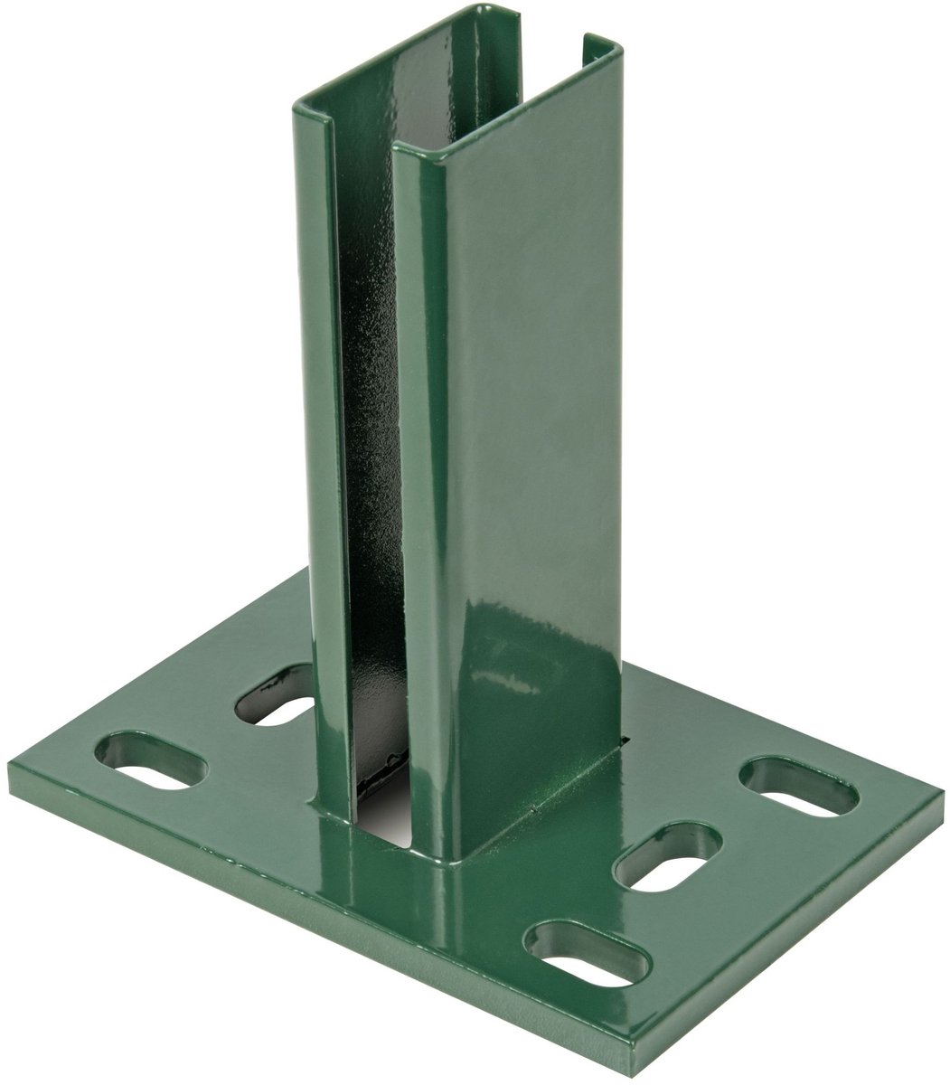 Alberts 686079 paaldrager voor hekpalen für Doppelstabmatten, voor opschroeven, thermisch verzinkt groen, plaat 150 x 100 mm, für Pfosten 60 x 40 mm