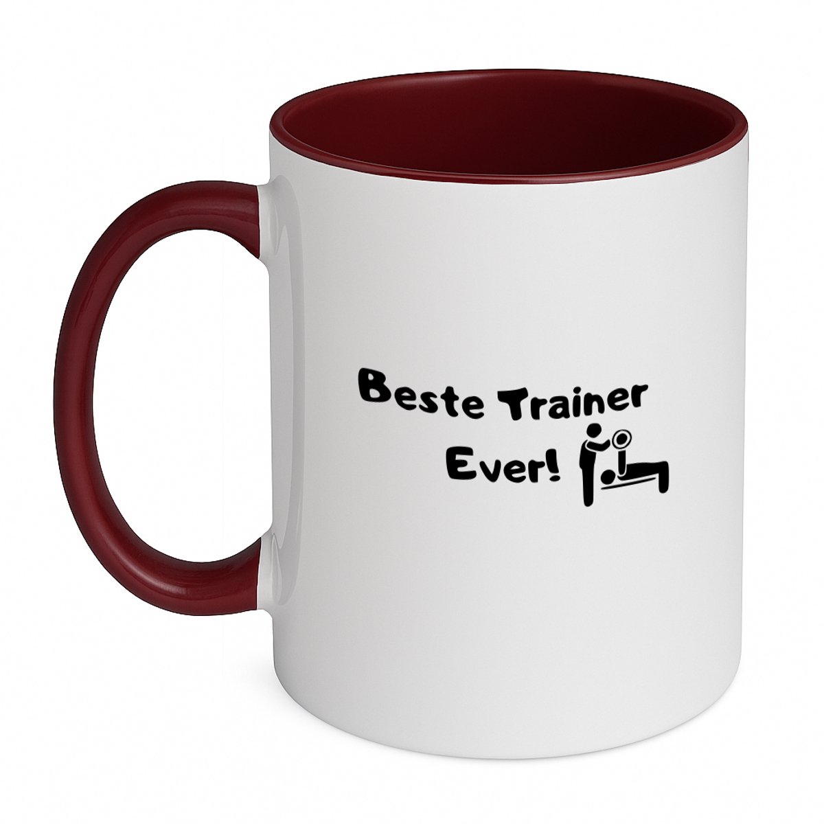 Hacebo® - Beste trainer ever koffiebeker bordeaux - Trainer - Trainer - thee mok - koffie beker - verjaardag cadeau – familie – Liefde – Geschenk – lifestyle – Voor familie – Cadeau – Kado – love gift - koffiemok - 350 ML inhoud