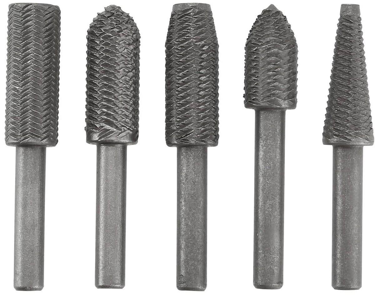- Stalen rotatievijlen - Freesgereedschap - 5 stuks - Snelstaal - Vijlen voor slijpmachine - Geschikt voor staalbewerking - 58,7 mm lengte