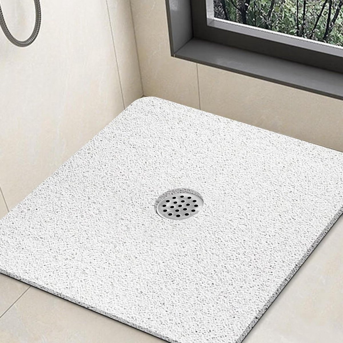 Douchemat Antislip - Badmat Vierkant - Veilig Douchen - Extra Grote Afmeting - 81 x 81 cm - Wit