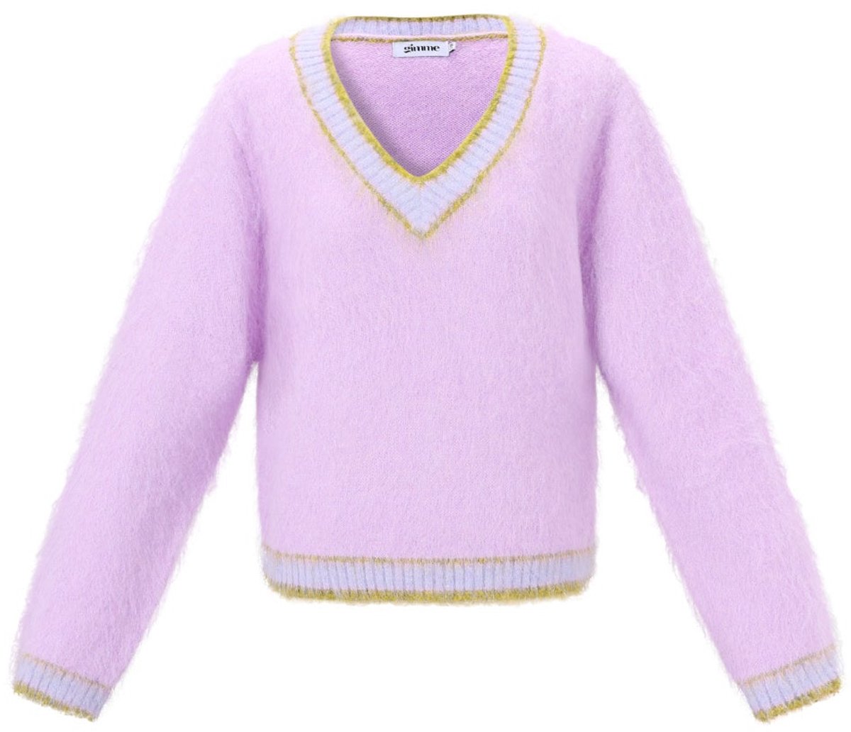 Gebreide Polyestervezel Vrouwen V-hals Trui Casual Kleurcontrast