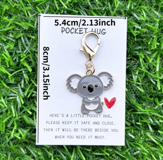 Gelukshanger koala -Pocket Hug - lucky charm - geluk - hart over de riem - cadeautje - dobbelspel