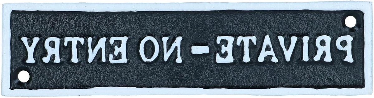 Privé Bord - Geen Toegang Teken - Bezoekers Weerhouden - Gegoten IJzer - 18 x 5 cm - Zwart