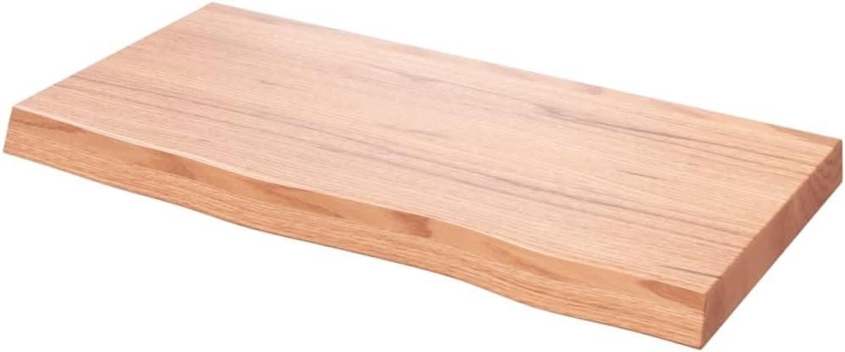 Wastafelblad Hout - Tafelblad Blad - Meubels Maken - Natuurlijke Rand - 80x40x6 cm - Lichtbruin