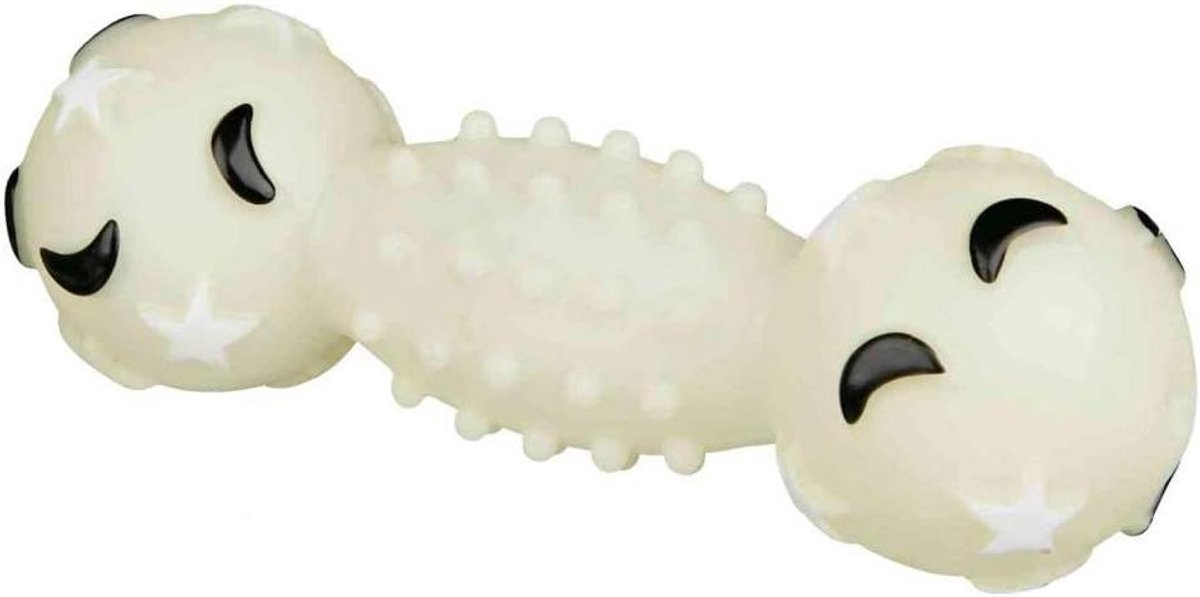 Hondenspeelgoed Halter - Vinyl Dumbbell - Interactief Spelen - Lichtgevend in Donker - 18 cm - Creme