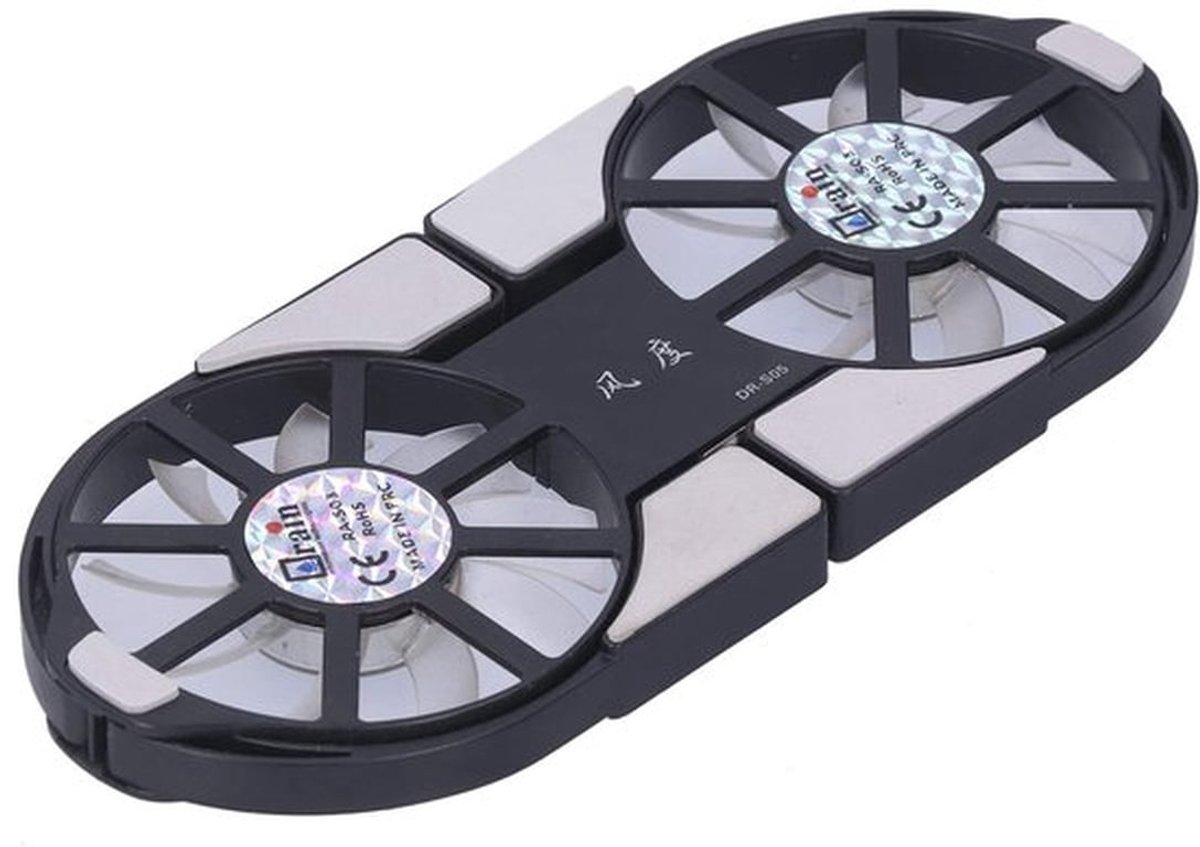 Laptop Cooling Pad, 4-Kleur Vouwbare 600-2700rpm Dubbele Ventilator Warmteafvoer, Notebook Koelventilator, USB5.6V Voeding, Laag Geluid (Zwart)