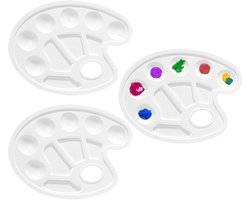 3 Stuks Mengpalet Kleurenpaletten 23 * 17cm Mengpaletten,Verfbak Paletten Plastic Dienblad voor Kinderen en Studenten, Verf Pallet voor Olieverfschilderij, Wit