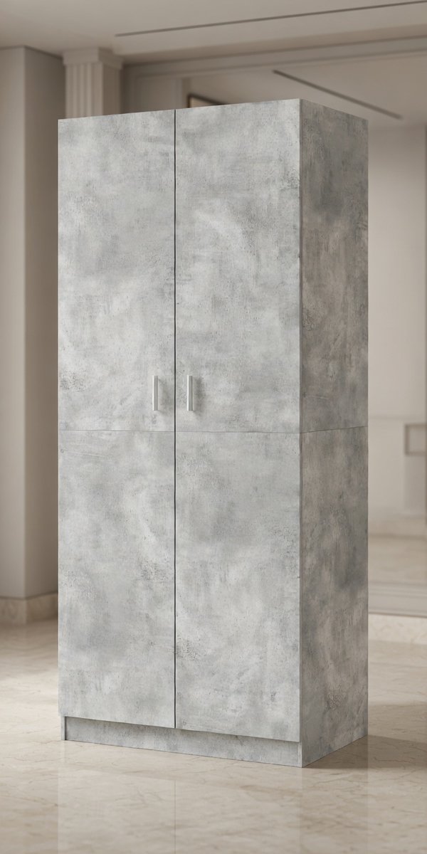 Moderne Kledingkast 90x52x200 cm – - 90x52x200 cm - Grijs - cm – Betongrijs – Hanggedeelte, - Medahomestore