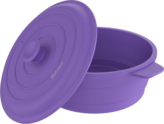Siliconen Bakerpan - Opvouwbare Pan Stoomkoker - Koken en Opwarmen - Ruimtebesparend Ontwerp - 19 Liter - Paars — afbeelding 2