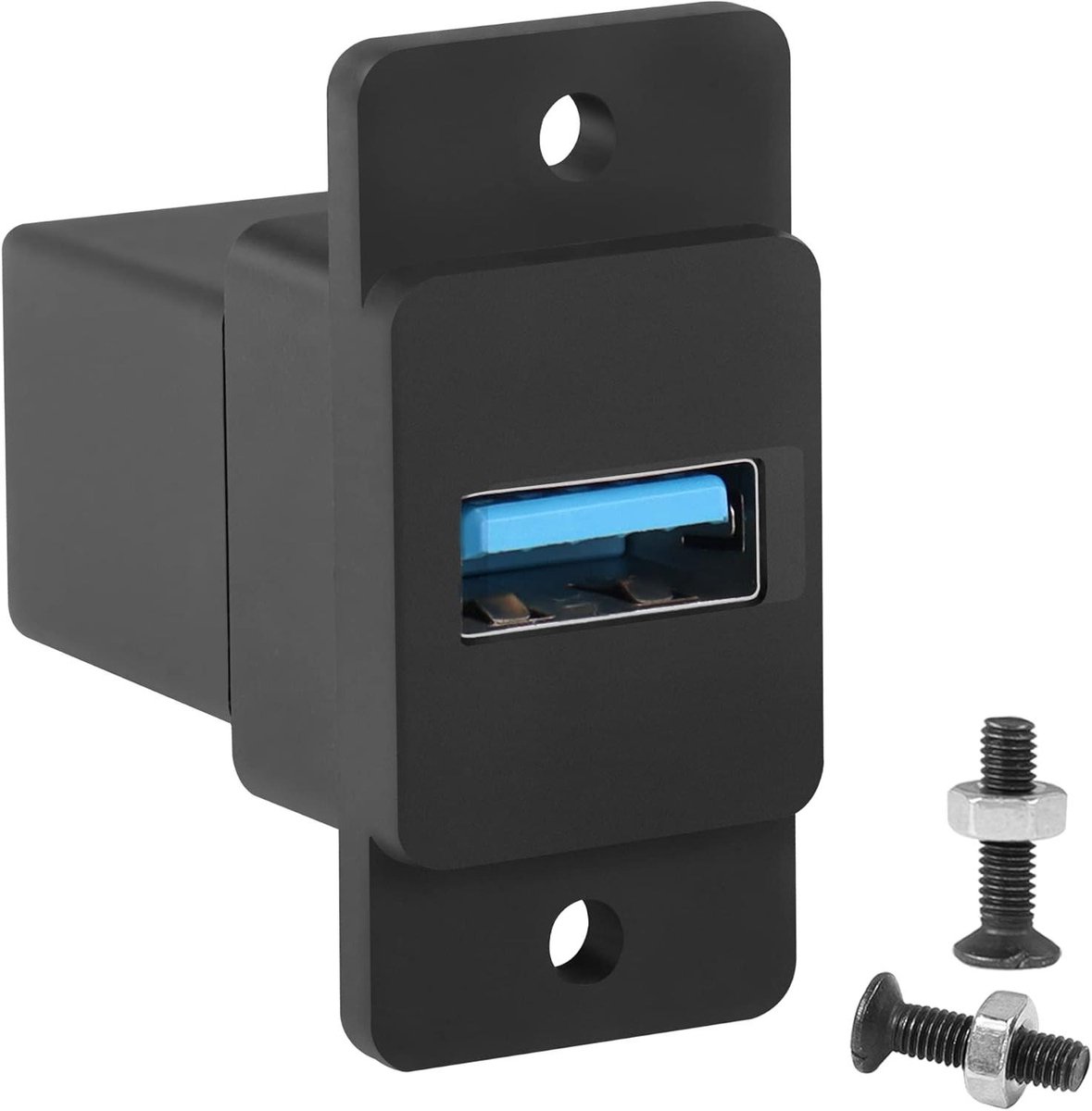 Paneel Adapter - Montagecontactdoos USB - Data Overdracht - Rechthoekige Vorm - 5 Gbps - Zwart