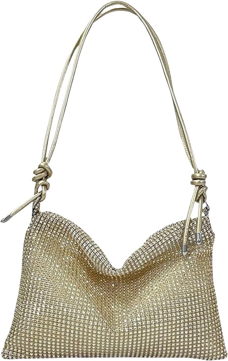 Elegante clutch met glinsterende rhinestones voor dames, veelzijdige schouderband, perfect voor feesten, bruiloften en banquets met hoge capaciteit