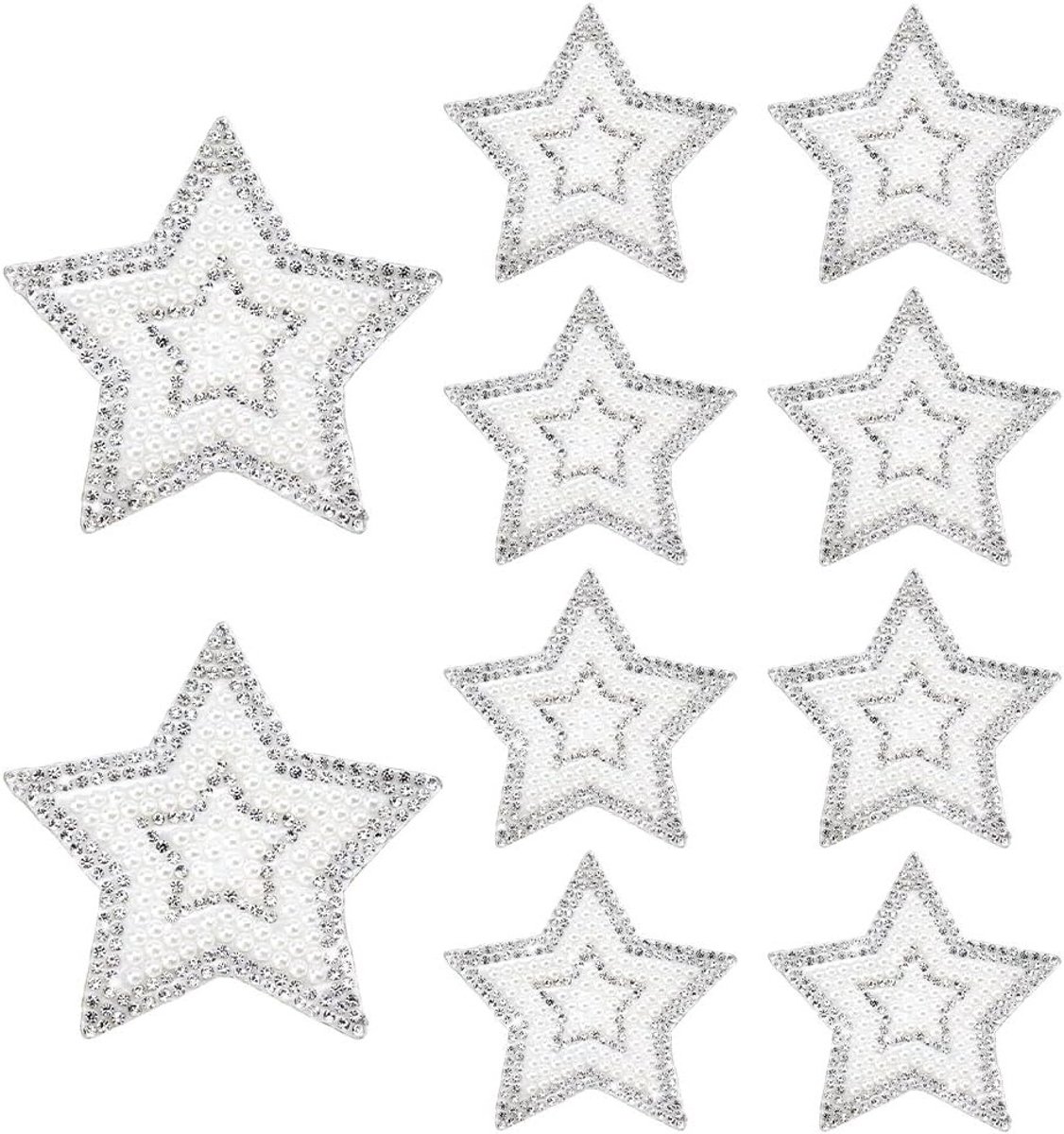 10 Stuks Parels en Strass Ster Patches voor Kleding, Jeans en Rugzakken - IJzeren Applicaties voor Creatieve Decoratie en Herstel 2.75x2.6