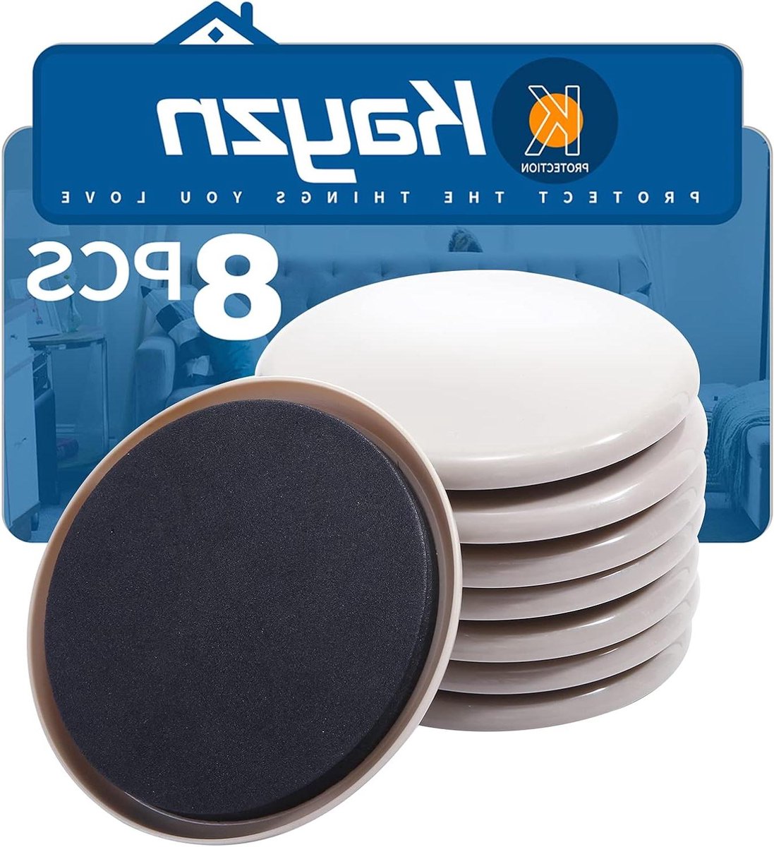 Meubelverhuizers - Meubelschuivers Tapijt - Meubels Verplaatsen - Herbruikbaar Schuim - 127 cm Rond - Beige