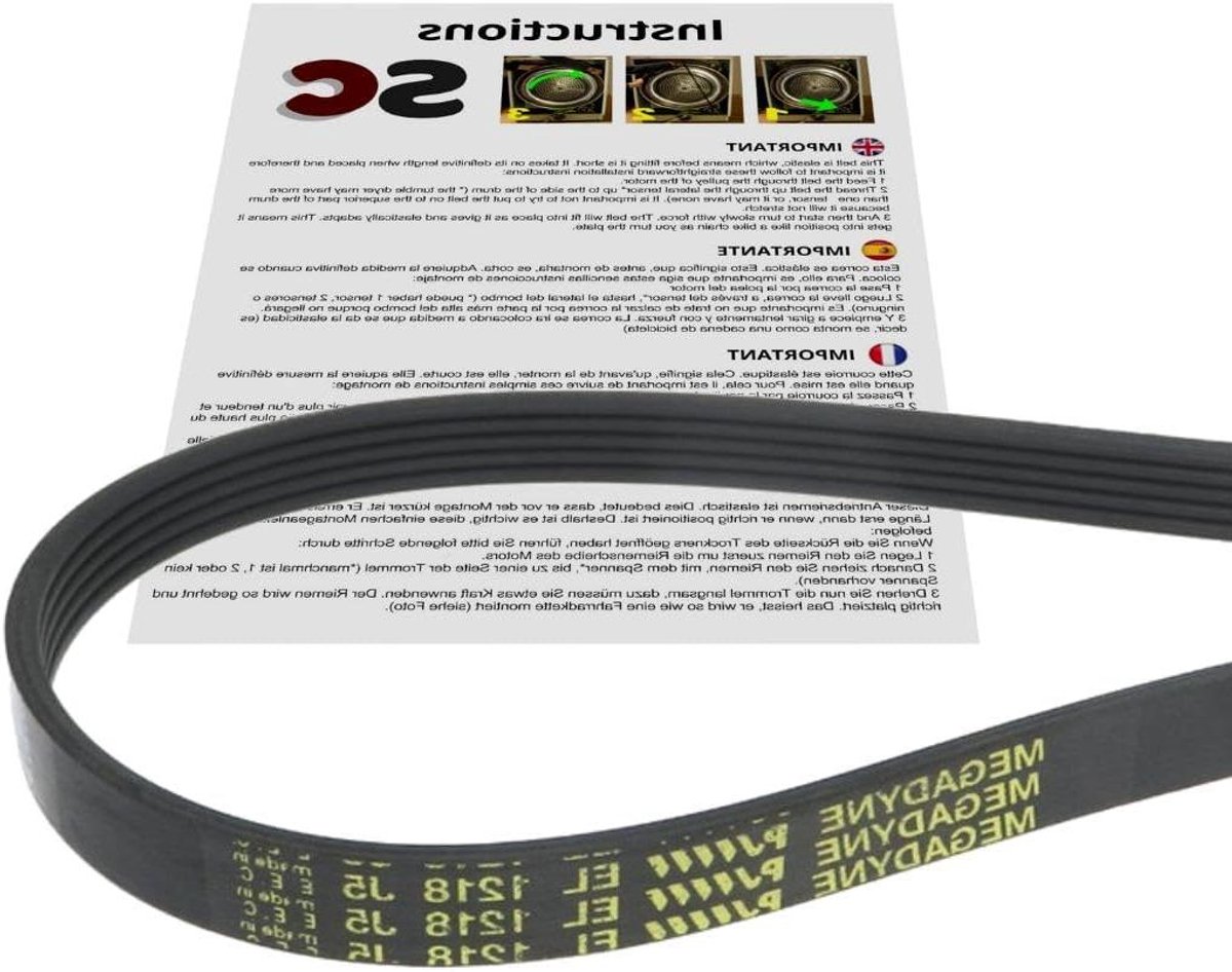 Wasmachineriem - Aandrijfriem Trommelriem - Wasmachine Reparatie - Type J Elastische Riem - 1218 mm - Zwart