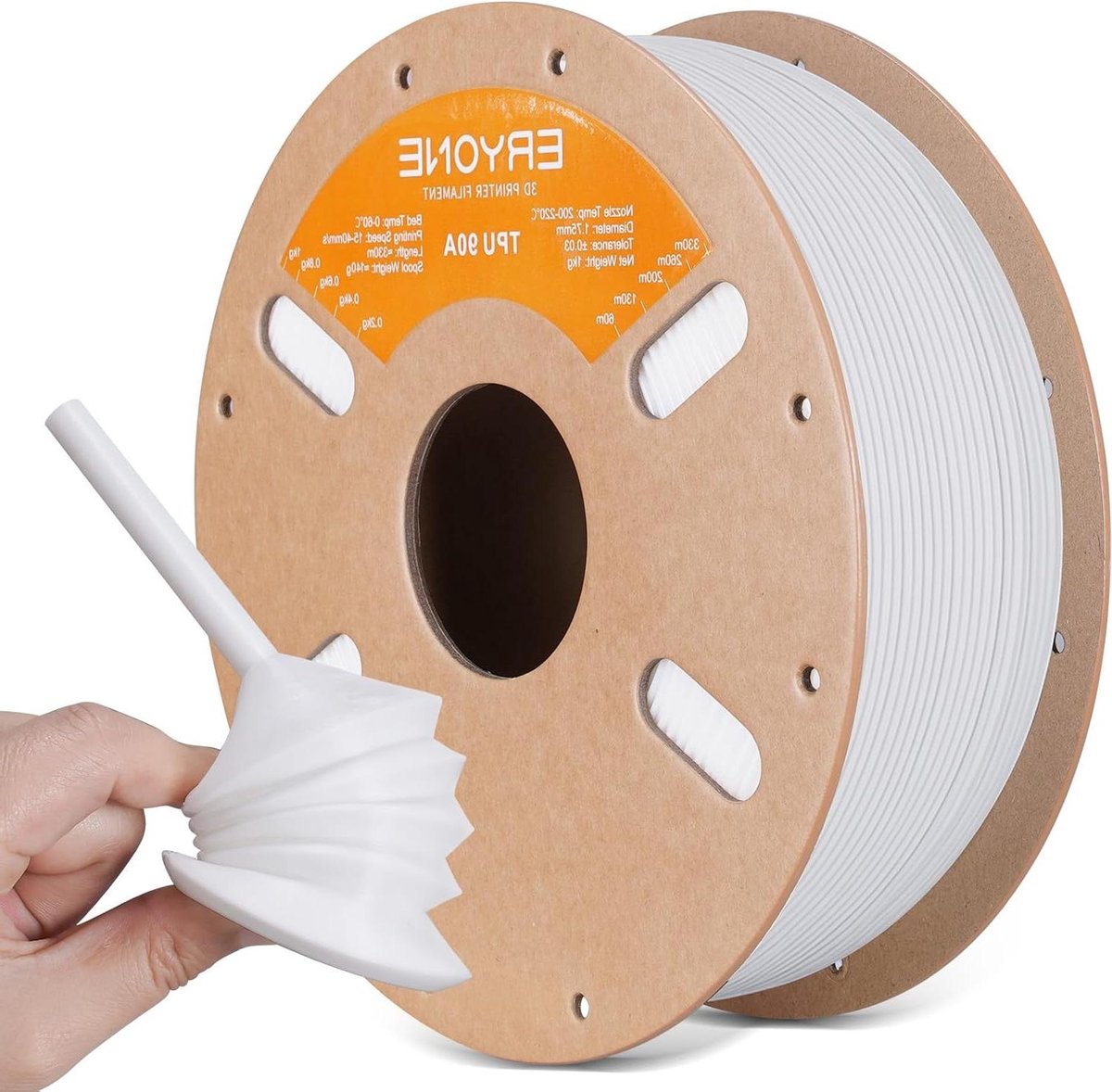 TPU Filament - Flexibel Filament - 3D Printen - Hoge Slagvastheid - 1.75mm 1kg - Wit