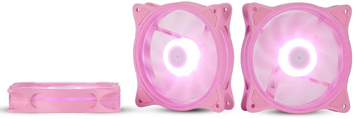 PC Koelventilator - Computer Fan - PC Koeling - Drievoudige LED Lus - 120 mm - Roze
