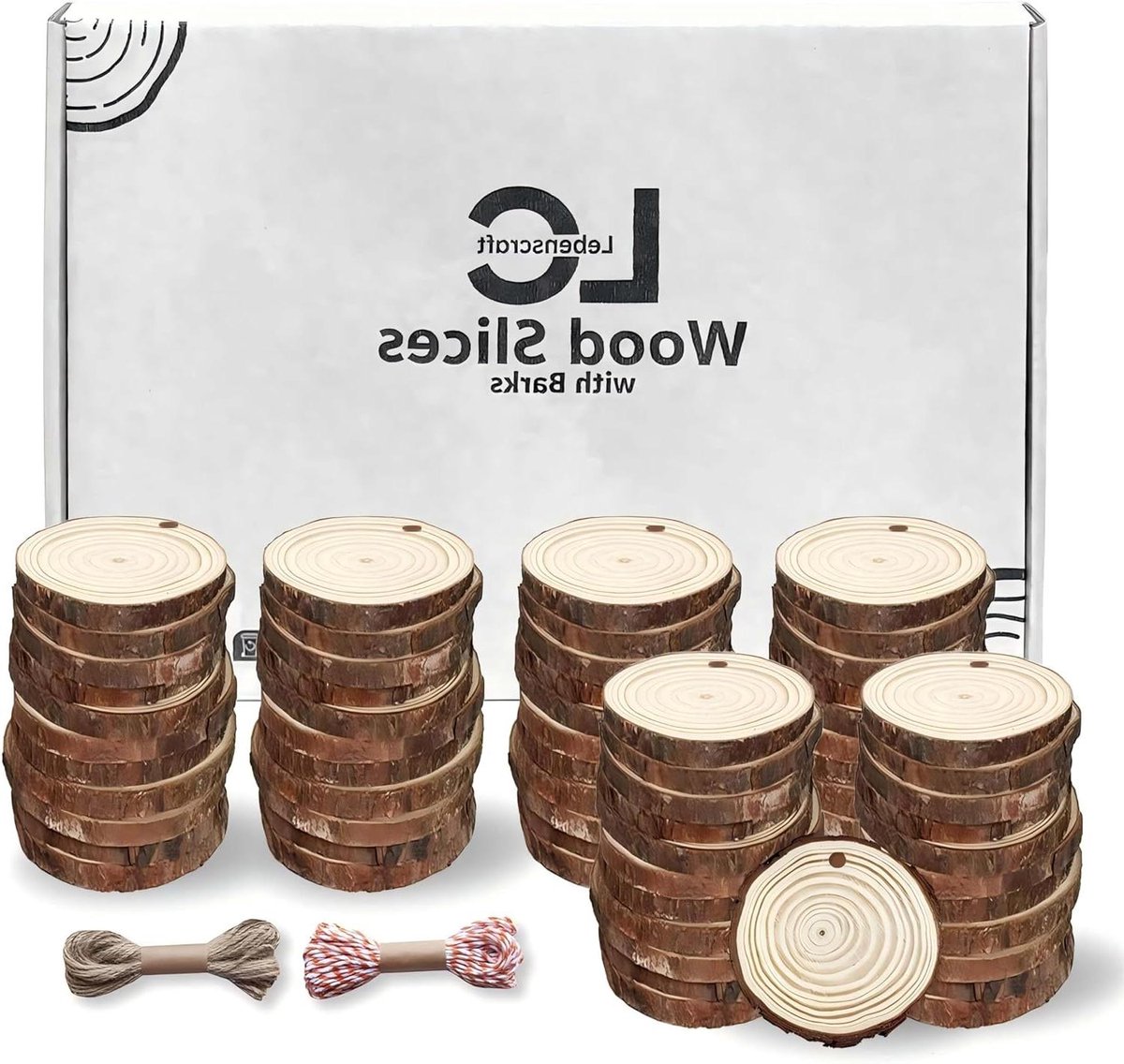 Houten Cirkels - Houtschijven Knutselen - Decoratie Maken - Met Gat - 5 cm 60 stuks - Natuurlijk Hout