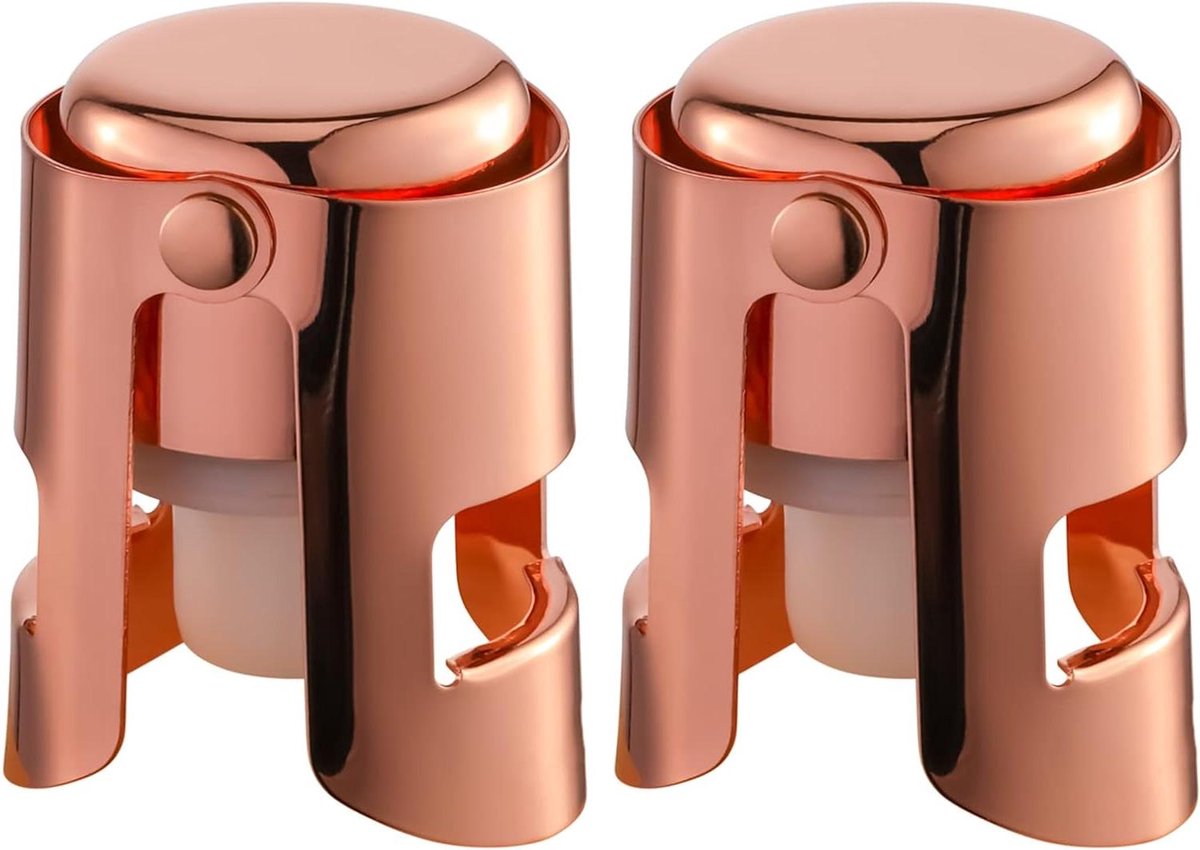 Champagne Stopper - Fles Dop - Mousserende Wijn Bewaren - 100% Lekvrij - 2 stuks - Gouden Roos