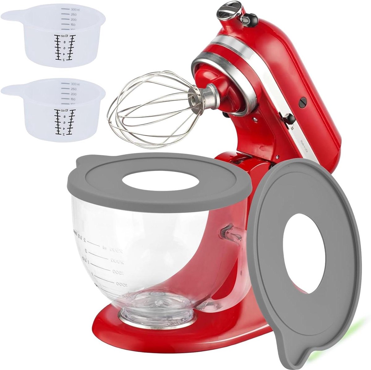 Kom Deksel Set - Mixer Deksel - Spatvrij Mixen - Food Grade Siliconen - 5QT Kom - Transparant