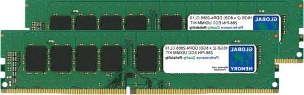 DDR4 RAM Kit - Geheugen Module - Computer Upgrade - ECC DIMM UDIMM - 16GB Kit (2x8GB) - Green