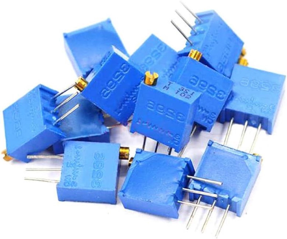 Trimmer Potentiometer - Instelbare Weerstand - Elektronica Reparatie - Precisie Instelling - 200K Ohm - Blauw