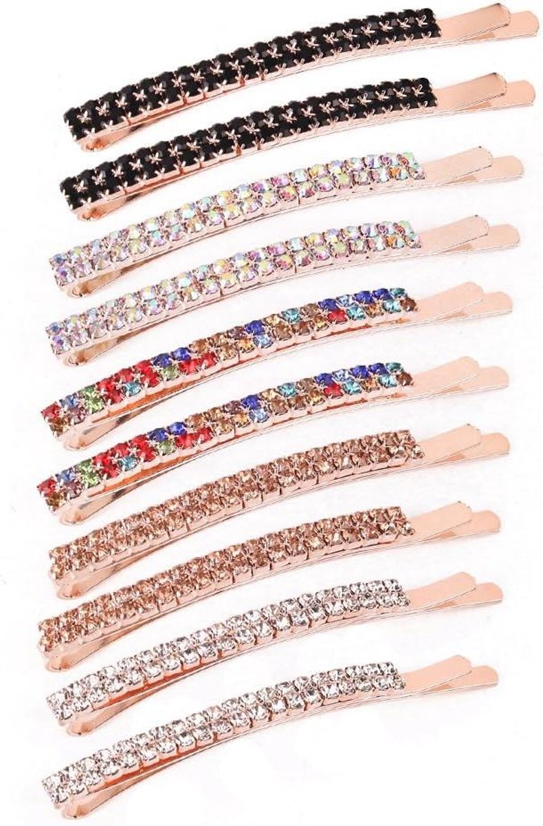 Haarclips Dames - Bobby Pins - Haar Styling - Strassteentjes Versierd - 10 Stuks - Zilver