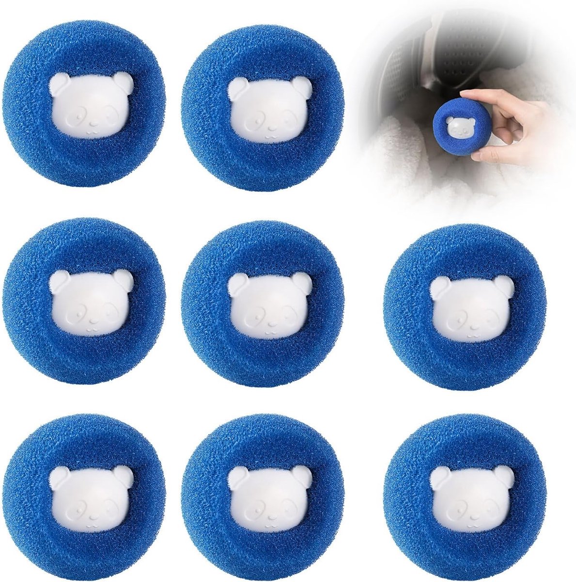 Dierenhaarverwijderaar voor wasmachine - 8 stuks - herbruikbare pluisballen - kattenhaar en hondenhaar verwijderen - kleding en dekens schoonmaken