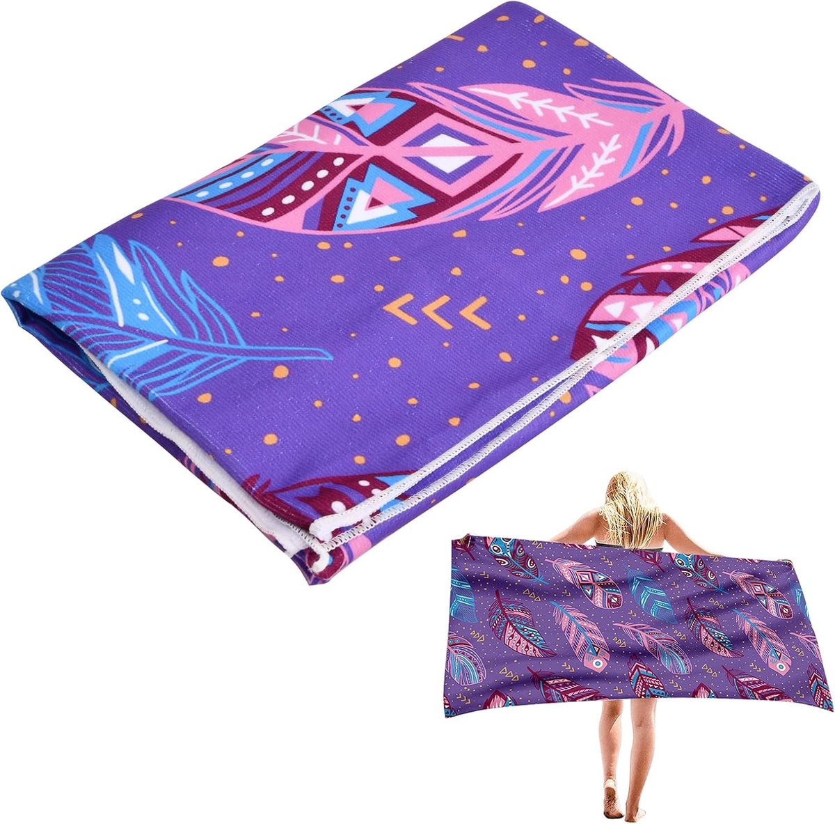 Microfiber Strandlaken - 75x150cm Groot Sneldrogend Zandvrij Strandlaken - Lichtgewicht Reis Handdoek Zwemhanddoek - Strandlakens voor Volwassenen - Badhanddoek voor Strand - Zwembad