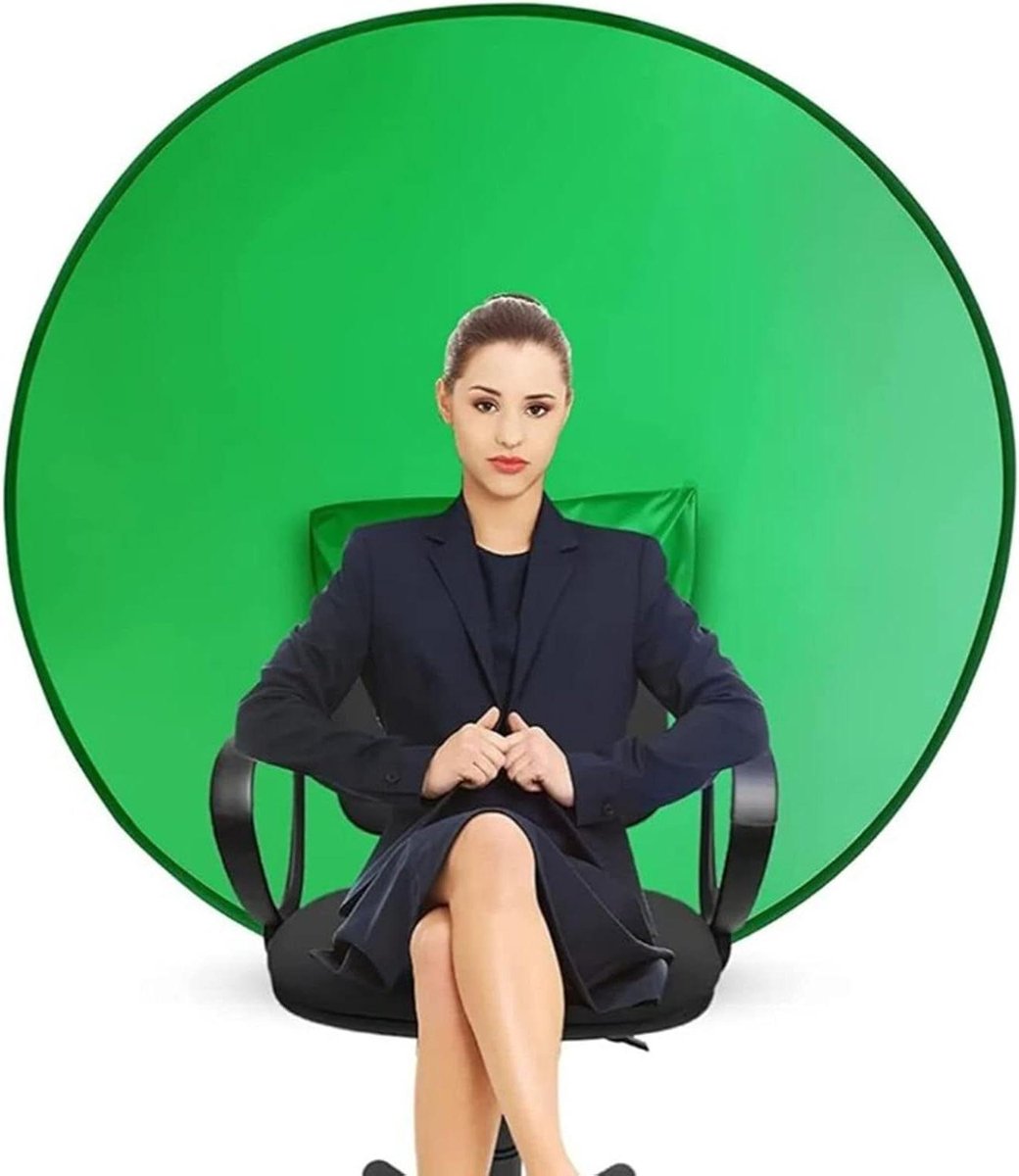 Groene Achtergrond - Pop-up Scherm - Video Streaming - Met Stoelclip - 142 cm Diameter - Groen