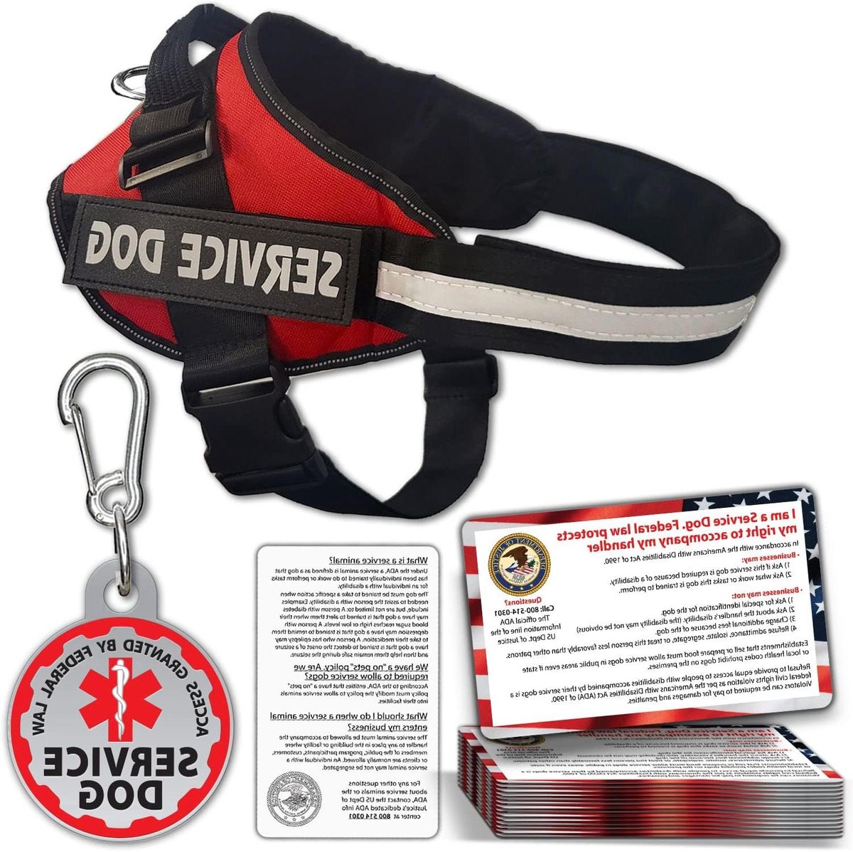 Service Hondenvest - Hulphond Harnas - Hond Identificeren - Verwijderbare Patch - Large 26-33 Inch - Rood