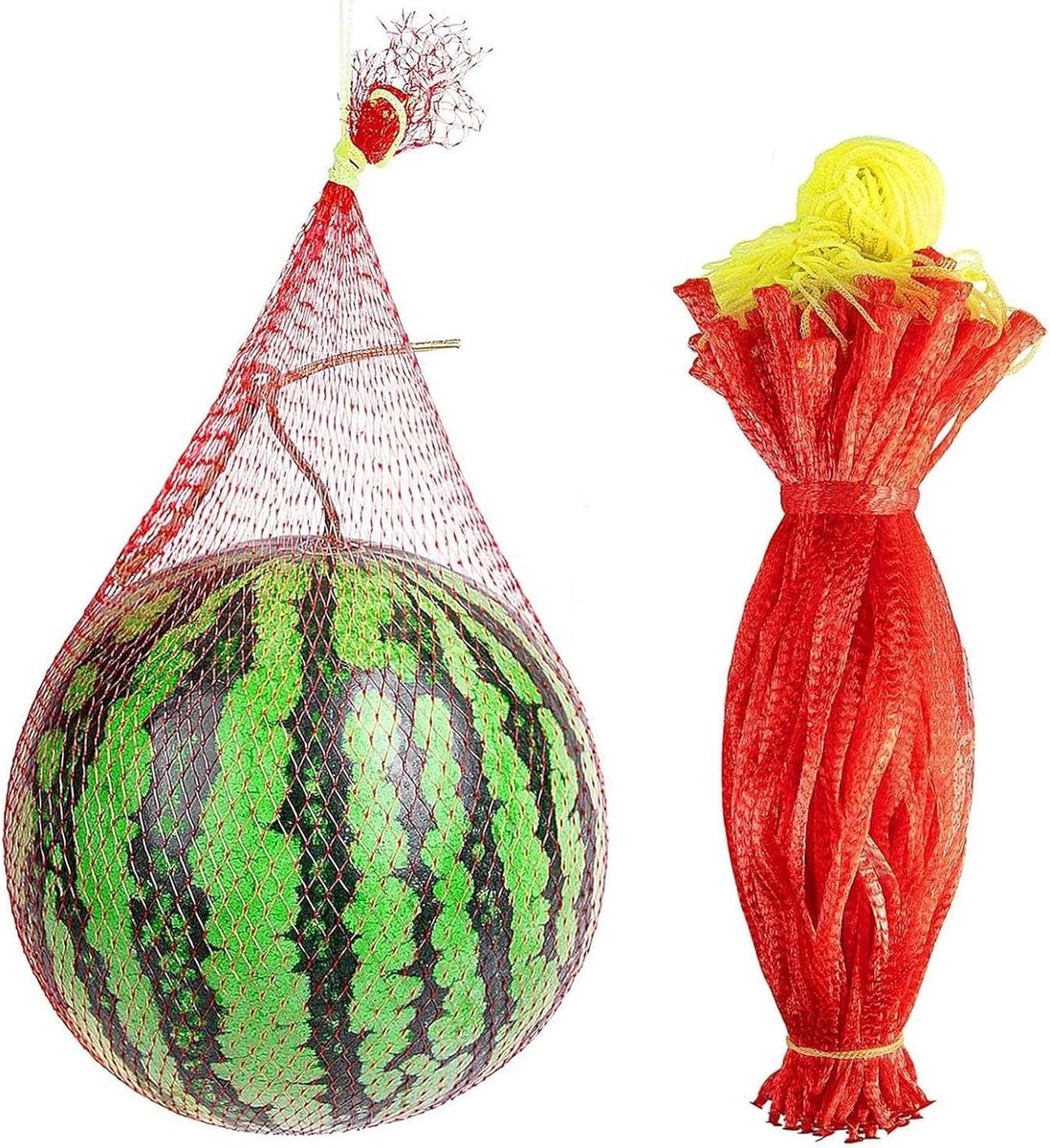 Fruitnetzakken - Watermeloen netten - Fruit beschermen - Met trekkoord - 45 cm - Rood