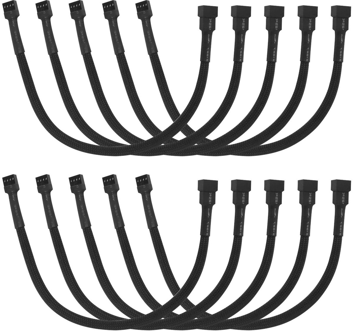 Ventilatorverlengkabel - PWM Kabel - PC Koeling - Gevlochten Nylon - 30 cm - Zwart