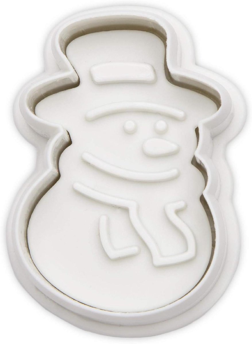 Koekjesvorm Sneeuwpop - Uitsteekvorm Deeg - Koekjes Bakken - Met Uitwerper - 4.5 cm - Wit